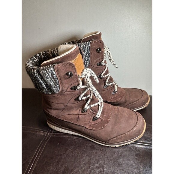 Salomon Women’s Hime Mid Top Leather Winter Boots Brown Waterproof Size 8.5 - Picture 1 of 6